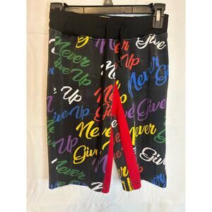 Women's Small Diamond Stash "Never Give Up" Colorful Shorts GUC